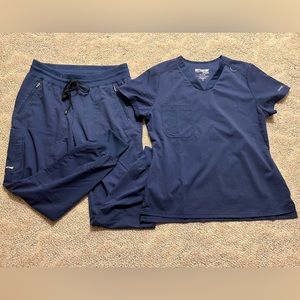 Women’s size M navy Grey’s Anatomy scrub set (top & jogger bottoms)